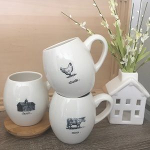 Rae Dunn Farm line mugs CLUCK MOO FARM